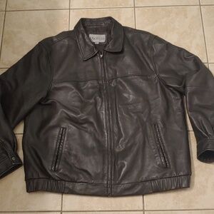 VTG Excelled Dark Brown Leather Bomber Jacket Men's Size XL